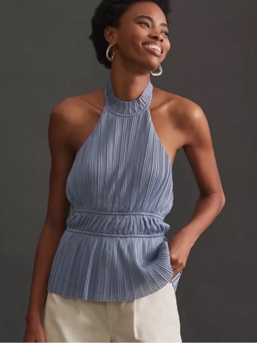 Anthropologie en Elly Blue Pleated Halter Top Size XL